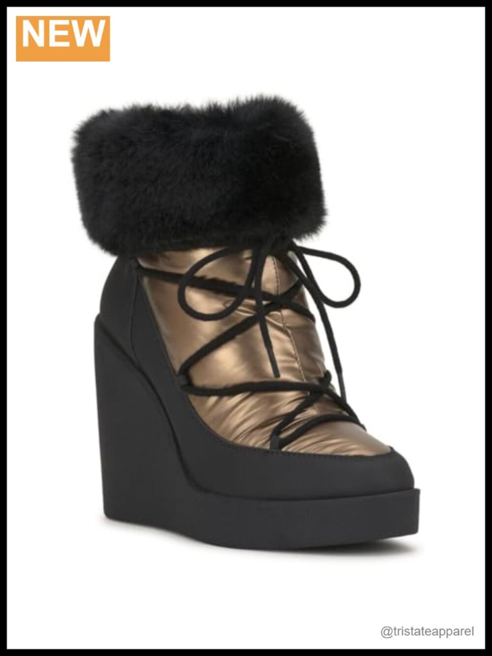 Faux Leather Bow Wedge Bootie Ankle Boots Lace Up